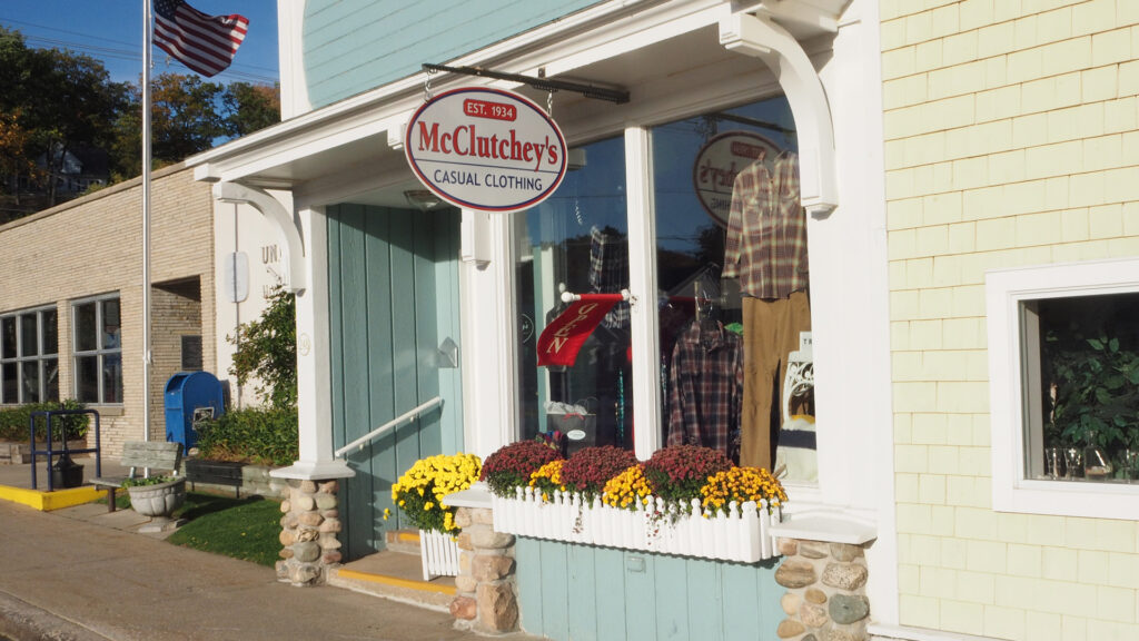 McClutchey's Harbor Springs, Women's Clothing, Men's Clothing, and Kid's Clothing.