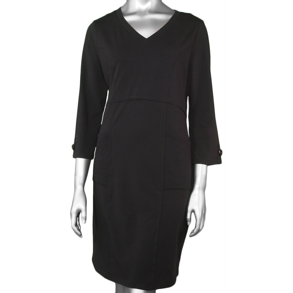 Habitat Cotton Lycra Mix Seam Dress with Pockets Black McClutchey's