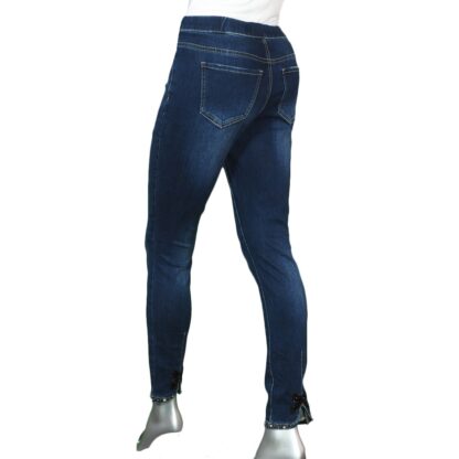 Charlie-B Women's Pant with Embellished Bow Indigo - Image 2