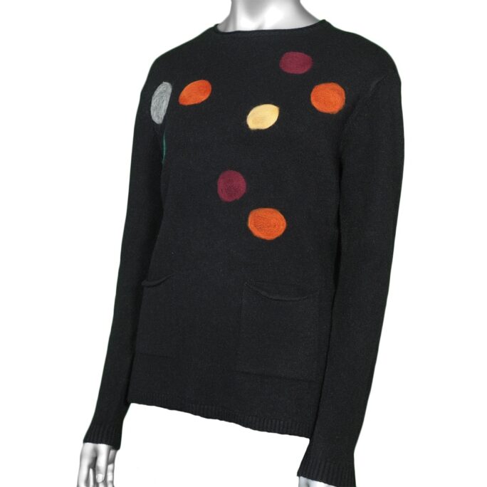 Charlie B Women's Round Punch Design Sweater Black