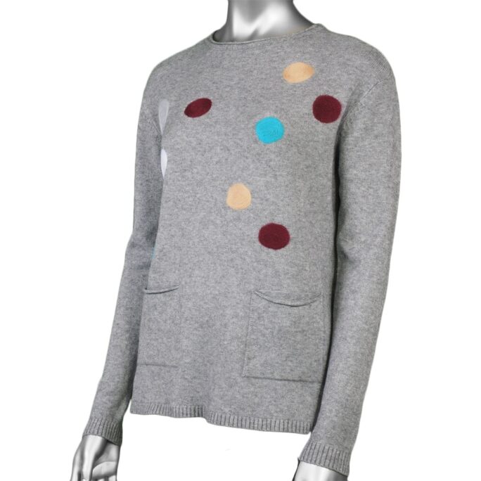 Charlie B Round Punch Design Sweater Heather Grey