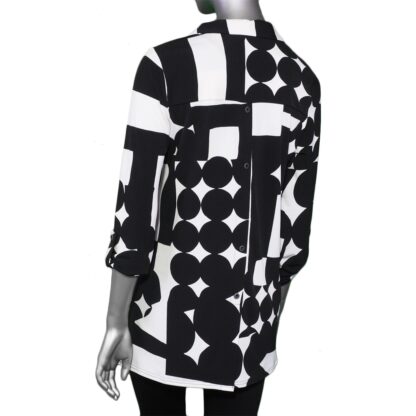 Michael Tyler Tab-Sleeve Mixed Pattern Top Black/Stone - Image 2