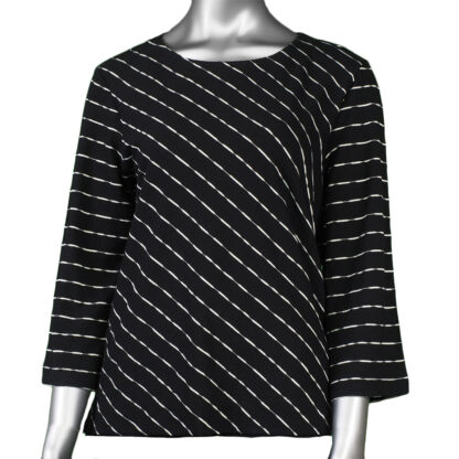 Habitat Women's Cotton Diagonal Stripe Boat Neck Black
