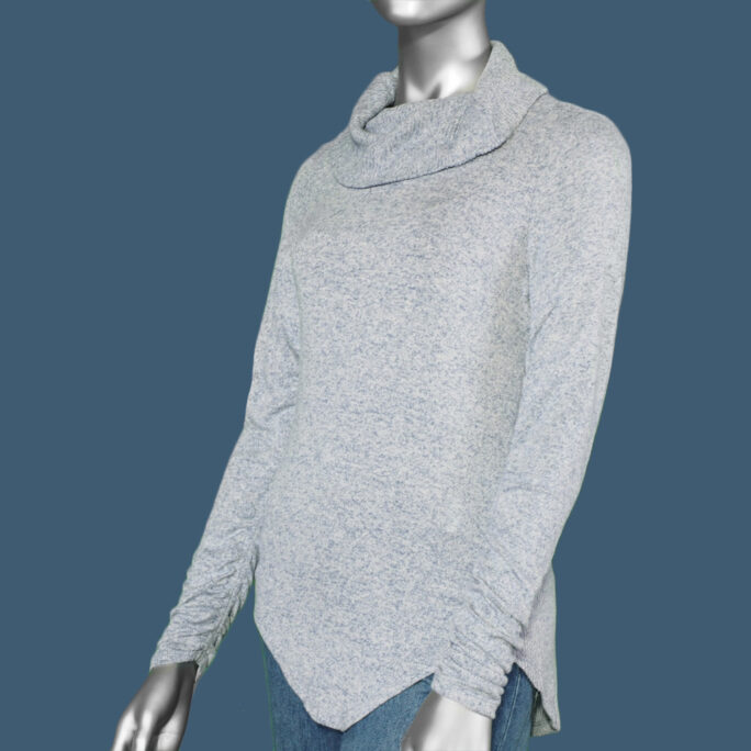 Tribal Cowl Neck with Shirring Detail- Icy Blue. Tribal Style: 4642O-3326-2753.