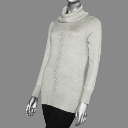 Tribal Cowl Neck Sweater Grey Mix . Tribal Style: 4703O-133-0266