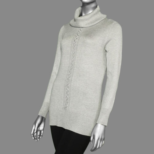 Tribal Cowl Neck Sweater Grey Mix . Tribal Style: 4703O-133-0266