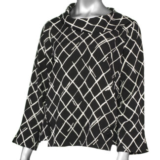 Habitat Drape Collar Diamond Print Pullover Black