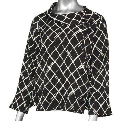 Habitat Drape Collar Diamond Print Pullover Black