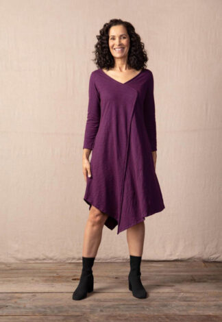 Habitat Cotton Pebble Asymmetrical Dress- Wine. Habitat Style: 27581.