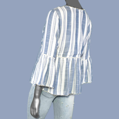 Tribal 3/4 Sleeve Embroidered Blouse- Ultramarine - Image 2