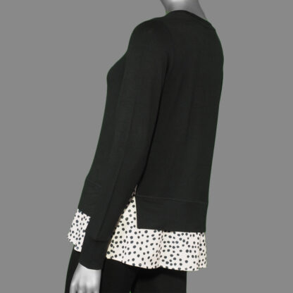 Tribal Crew Neck Top with Combo Frill- Black - Image 2