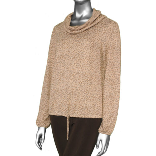 Tribal Cowl Neck with Drawcord- Mocha. Tribal Style: 4716O-3389-0106