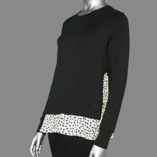 Tribal Crew Neck Top with Combo Frill- Black.  Tribal Style: 4776O-2422-0002