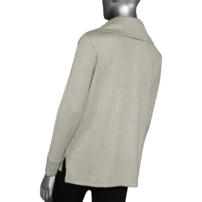 Tribal Funnel Neck Top with Zipper- Silver - Image 2