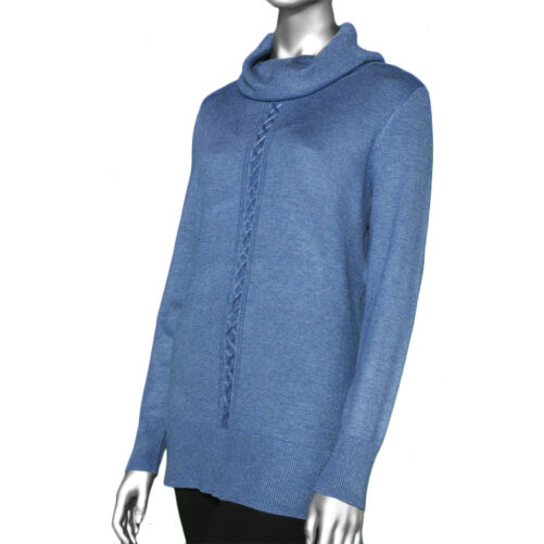 Tribal Cowl Neck Sweater- Arctic Blue. Tribal Style: 4703O-133-1714