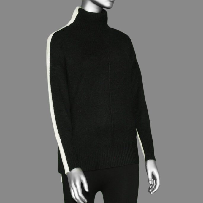 Tribal Turtle Neck Color Block Sweater- Black. Tribal Style: 4392O-3166-0002