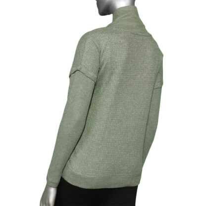 Tribal Funnel Neck Top with Rib Detail- Dark Laurel - Image 2