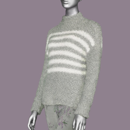Tribal Drop Shoulder Sweater- Grey Mix. Tribal Style: 4647O-3338-0266