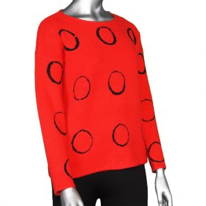 Alison Sheri Circle Sweater- Red. Style: A38172