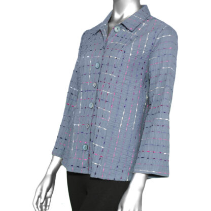 Habitat Peruvian Mixed Button Top- Fog