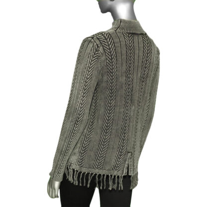 Tribal Sweater with Fringe- Heather Charcoal - Image 2