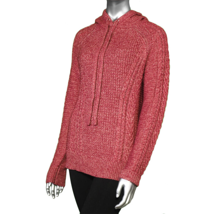Charlie B Hooded Raglan Sweater- Heathered Rose. Style: C2345
