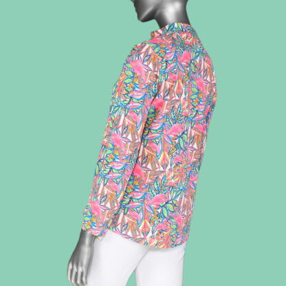 Lulu-B High Neck Zip Pull-Over- Floral. Style: SPX0632P PSBK. Rear