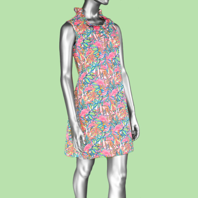 Lulu-B Ruffle Neck Dress- Floral Style: SPX4423 FLGO .