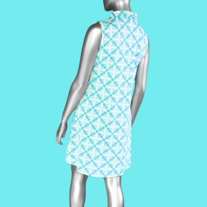 Lulu-B Ruffle Neck Dress- Seaglass Aqua. Style: SPX 4444P GSA rear