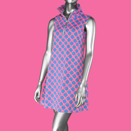 Lulu-B Swing Dress Blue & Hot Pink. Style: SPX4427P RPHP