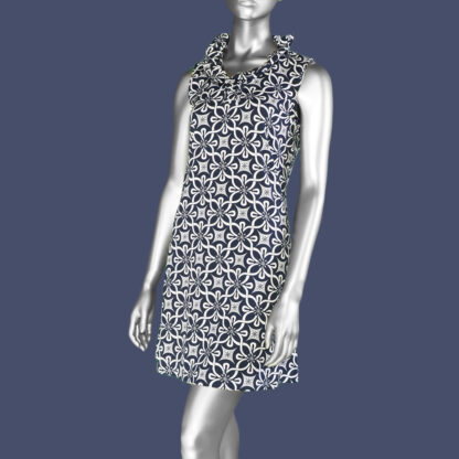 Lulu-B Ruffle Neck Dress- Tahitian Navy. Style: SPX 4444P GFNV