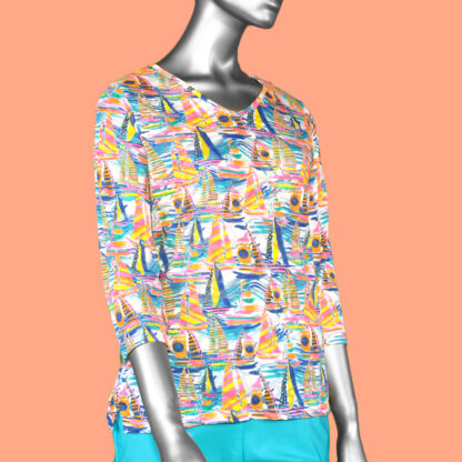 Lulu-B Burnout V-Neck Top- Sail. Style:  BRN0478 SAIL