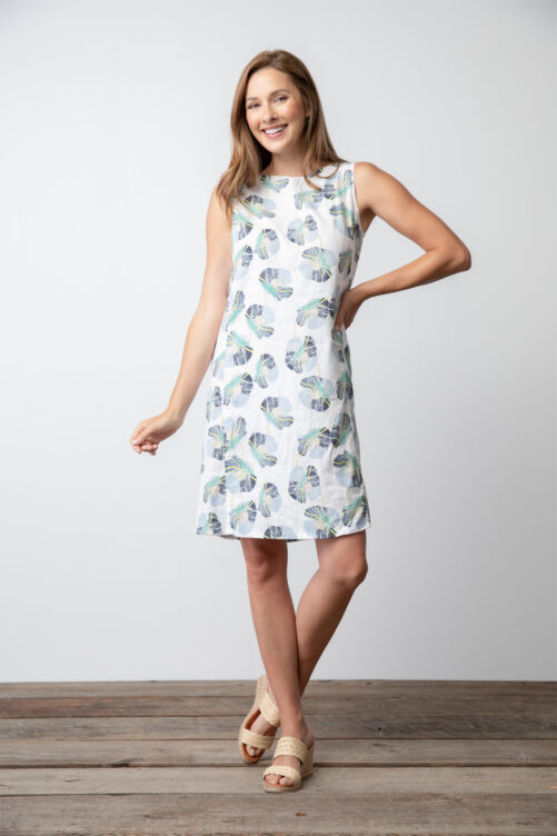 Habitat Print Linen Shift Dress- Indigo . Habitat Style: 44185
