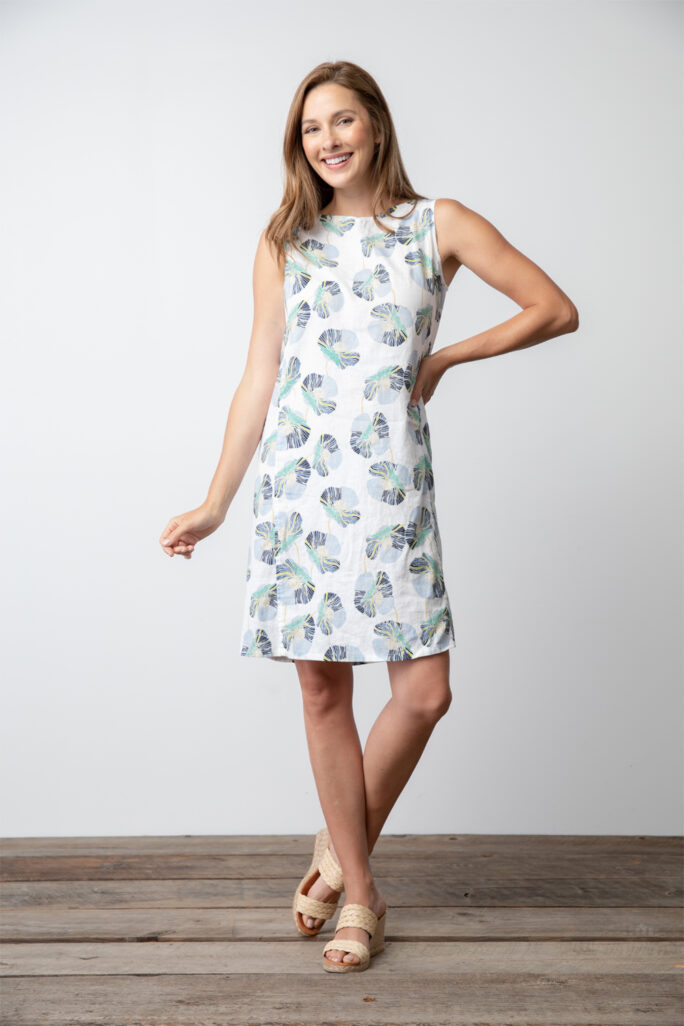 Habitat Print Linen Shift Dress- Indigo . Habitat Style: 44185