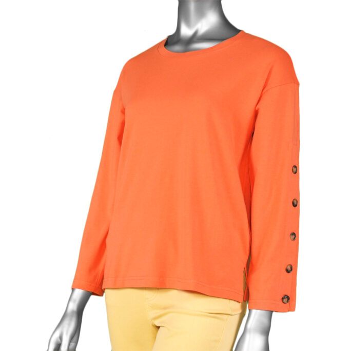 Tribal Crew Neck Top with buttons- Guava.  Tribal Style: 4836O-3455-1767 