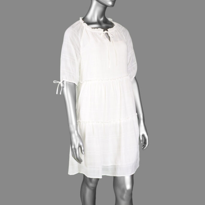 Tribal Puffy Sleeve Dress- White.  Tribal Style: 833O-4545-0001