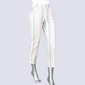 Tribal Audrey 5 pocket Straight Capri- Sea Fog Stripe. Tribal Style: 7326O-2021-1192