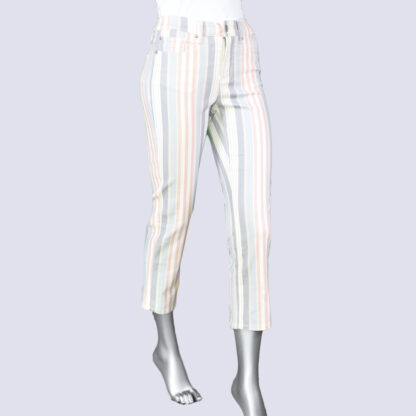 Tribal Audrey 5 pocket Straight Capri- Sea Fog Stripe. Tribal Style: 7326O-2021-1192