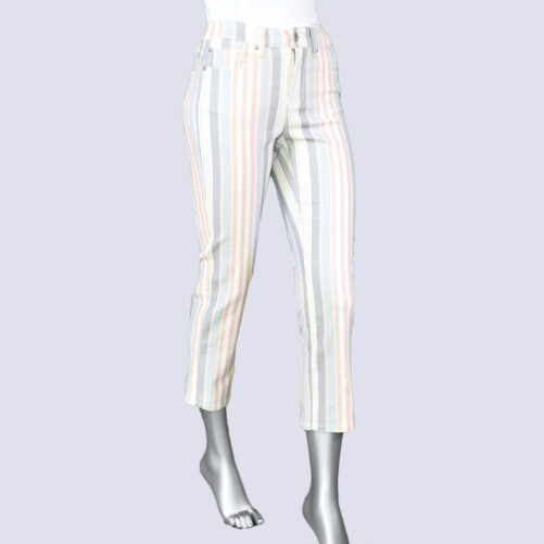 Tribal Audrey 5 pocket Straight Capri- Sea Fog Stripe. Tribal Style: 7326O-2021-1192