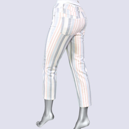 Tribal Audrey 5 pocket Straight Capri- Sea Fog Stripe. Tribal Style: 7326O-2021-1192 Back