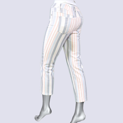 Tribal Audrey 5 pocket Straight Capri- Sea Fog Stripe. Tribal Style: 7326O-2021-1192 Back