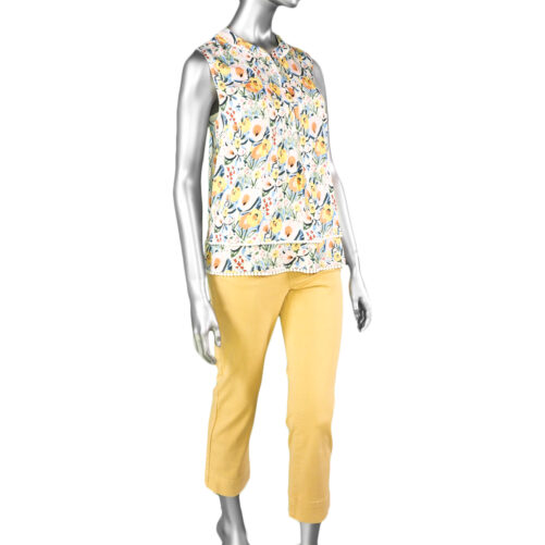 Tribal Blouse with Tuck Pleats- Warm Sunset. Tribal Style: 6134O-1424-2851