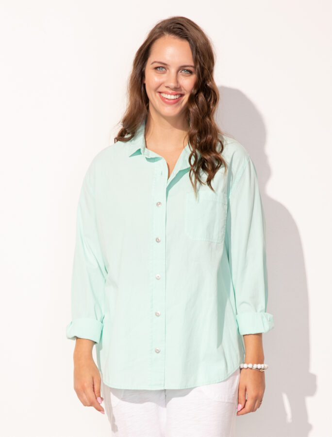 Escape Salt Wash Poplin Big Shirt- Seagrass .  Style: 21407- SGL