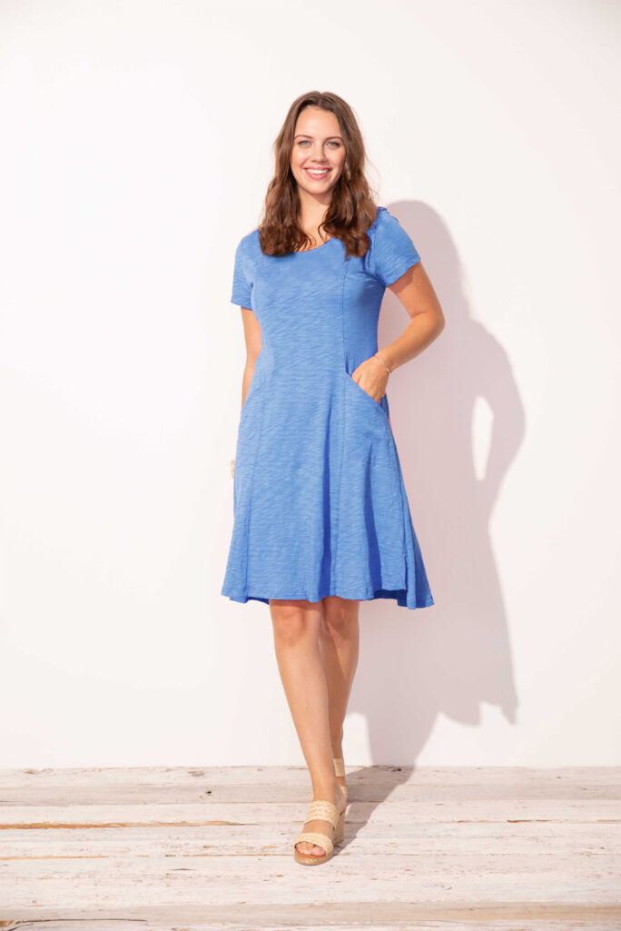 Escape Cotton Slub Pocket Dress- Marina.  Style: 80040