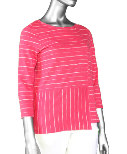 Habitat Mix Hem 3/4 Sleeve- Raspberry .  Habitat Style: 24831 Raspberry