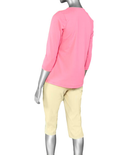 Lulu-B V-Neck Top- Hot Pink . Style: SPX0471S HOP Back