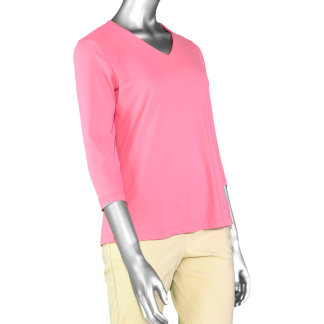 Lulu-B V-Neck Top- Hot Pink . Style: SPX0471S HOP