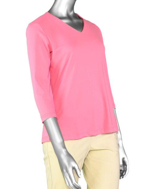 Lulu-B V-Neck Top- Hot Pink . Style: SPX0471S HOP