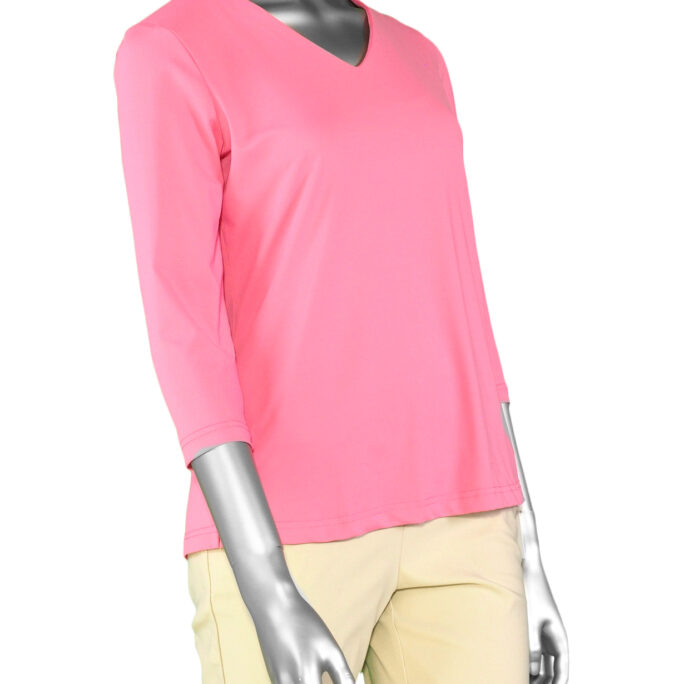 Lulu-B V-Neck Top- Hot Pink . Style: SPX0471S HOP
