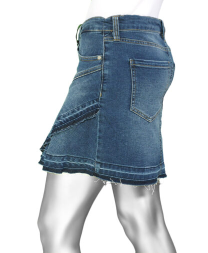 Liverpool Denim Ruffle Skirt- Saddleridge . Style: LM6251 Back